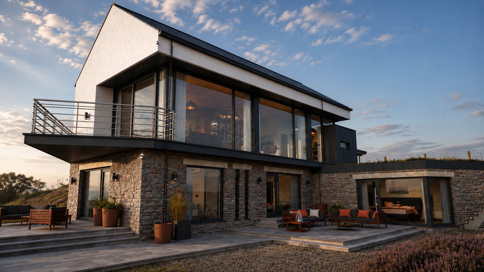 Contemporary rural house designed by Usonia Architects in Donegal featuring modern architecture, natural materials and sensitive integration with the landscape.